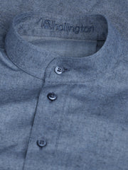 pre-sale grey-blue denim-style cotton shirt with mao collar