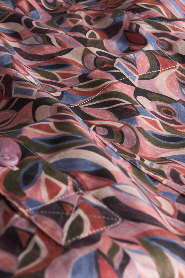 pre-sale Liberty® cotton mao-collar shirt with pink design