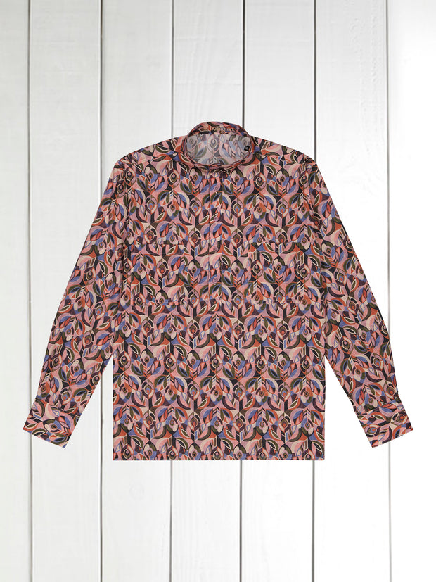 pre-sale Liberty® cotton mao-collar shirt with pink design