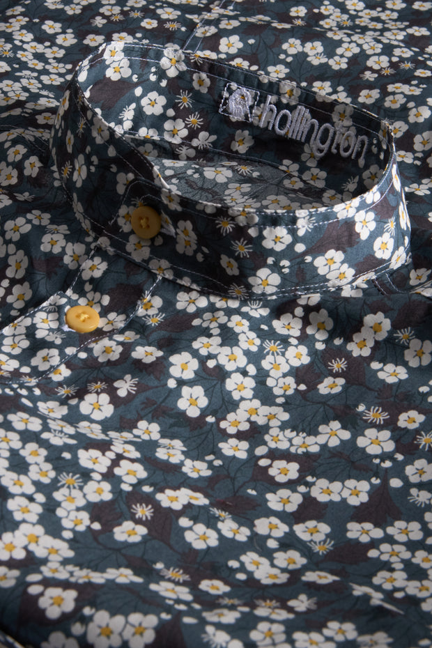 pre-sale Liberty® cotton mao-collar shirt with white floral print 