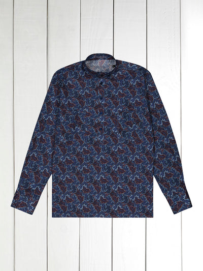 pré-commande chemise col mao en coton Liberty® feuilles