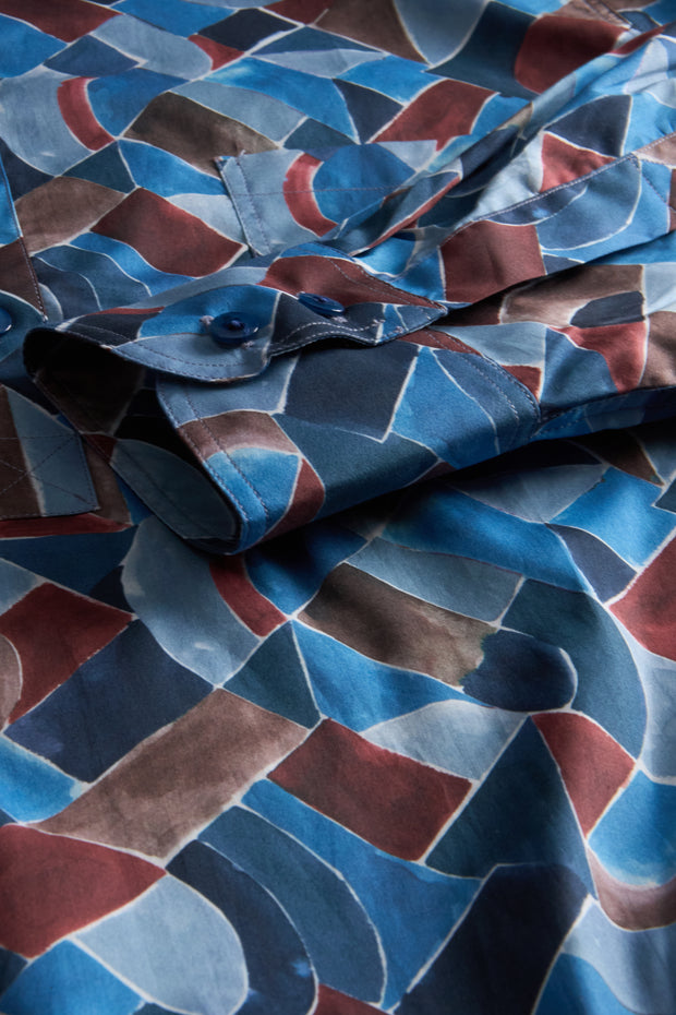 pré-commande chemise col mao en coton Liberty® hommage à Sonia Delaunay