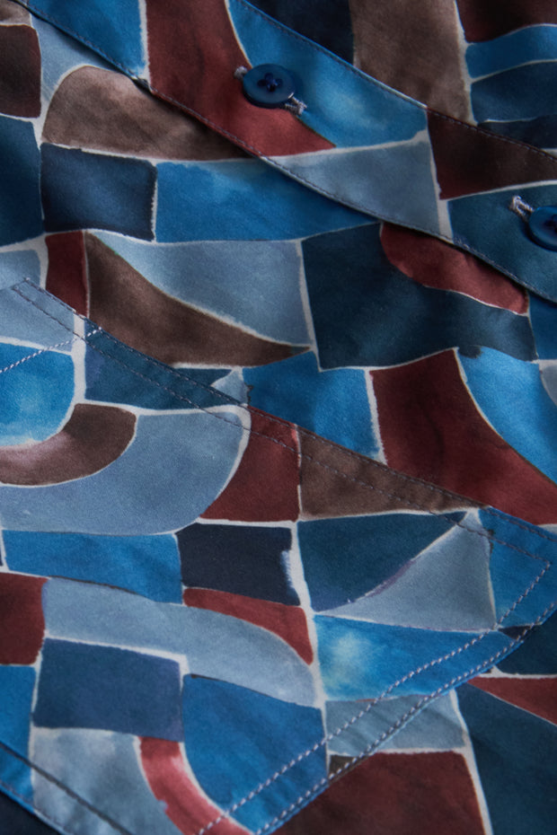pré-commande chemise col mao en coton Liberty® hommage à Sonia Delaunay