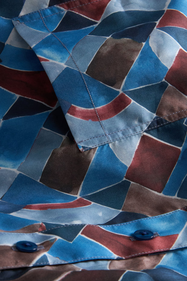 pré-commande chemise col mao en coton Liberty® hommage à Sonia Delaunay