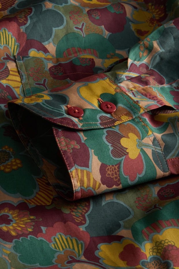 pre-sale Liberty® cotton mao-collar shirt with floral pattern
