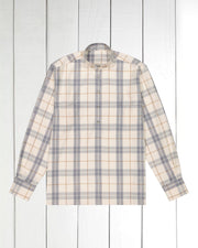 pre-sale grey checked cotton and clycell mao-collar shirt