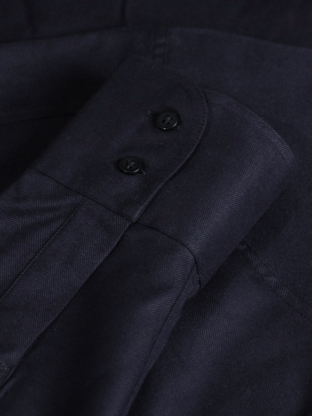 pre-sale mao-collar shirt in cotton canvas and black clycell
