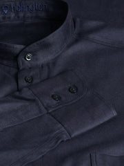 pre-sale mao-collar shirt in cotton canvas and black clycell