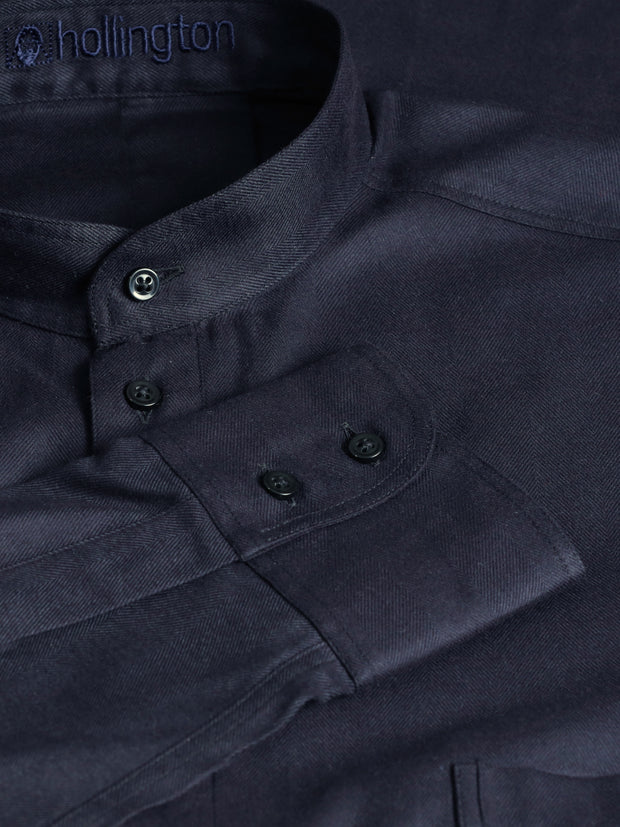 pre-sale mao-collar shirt in cotton canvas and black clycell
