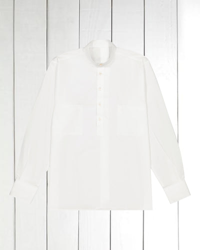pre-sale luxurious white poplin mao-collar shirt