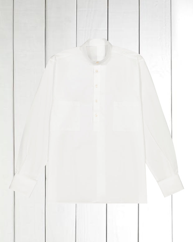 pre-sale luxurious white poplin mao-collar shirt