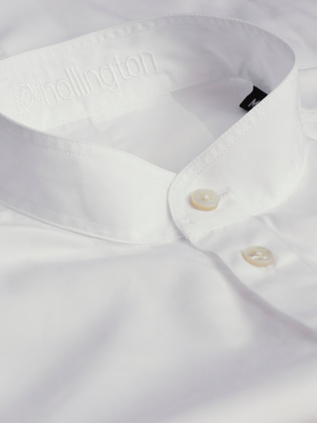 pre-sale luxurious white poplin mao-collar shirt