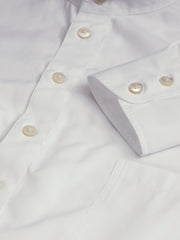 pre-sale luxurious white poplin mao-collar shirt