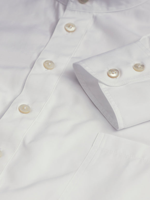 pre-sale luxurious white poplin mao-collar shirt