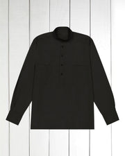 pre-sale luxurious black poplin mao-collar shirt