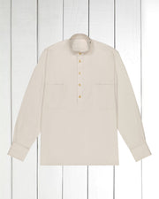pre-sale cotton canvas and natural clycell mao-collar shirt