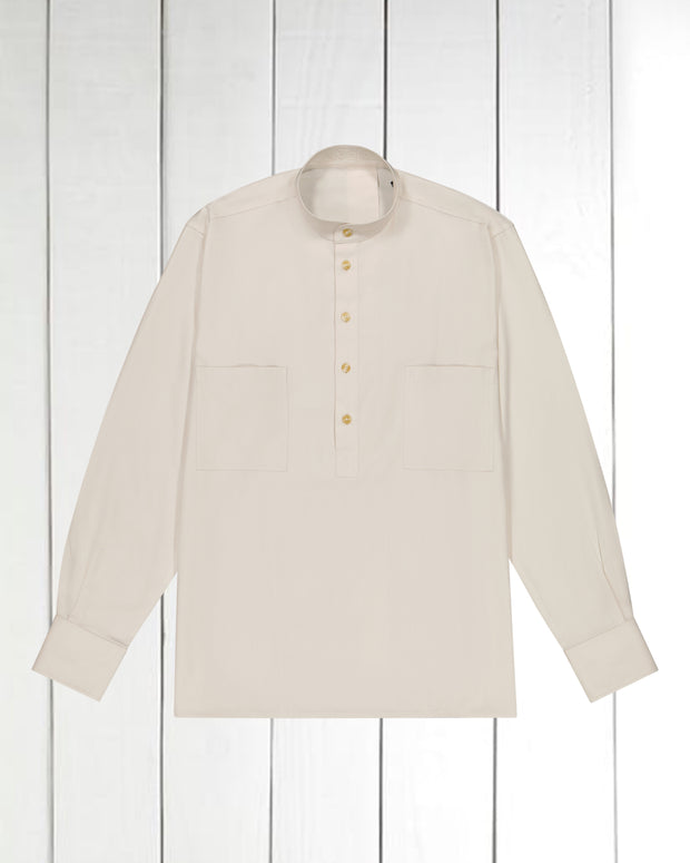 pre-sale cotton canvas and natural clycell mao-collar shirt