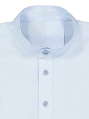 chemise col mao en coton ciel