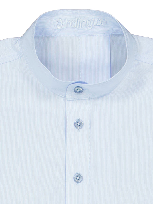 chemise col mao en coton ciel