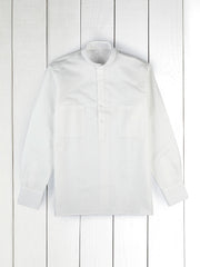 chemise col mao en toile de coton blanc