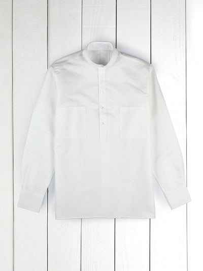 white cotton cloth mao-collar shirt