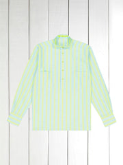 mao-collar shirt in reflective fluorescent oxford cotton