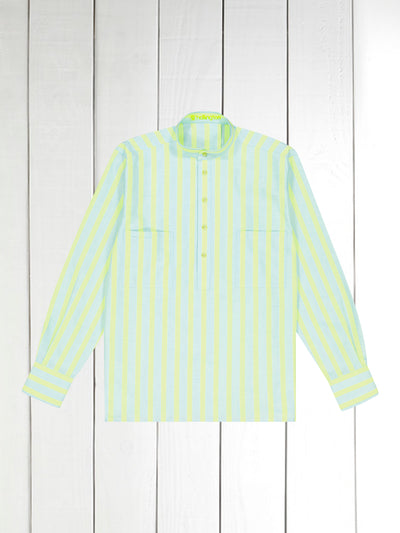 mao-collar shirt in reflective fluorescent oxford cotton