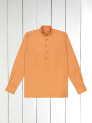 mao-collar shirt in linen and cotton tomette 