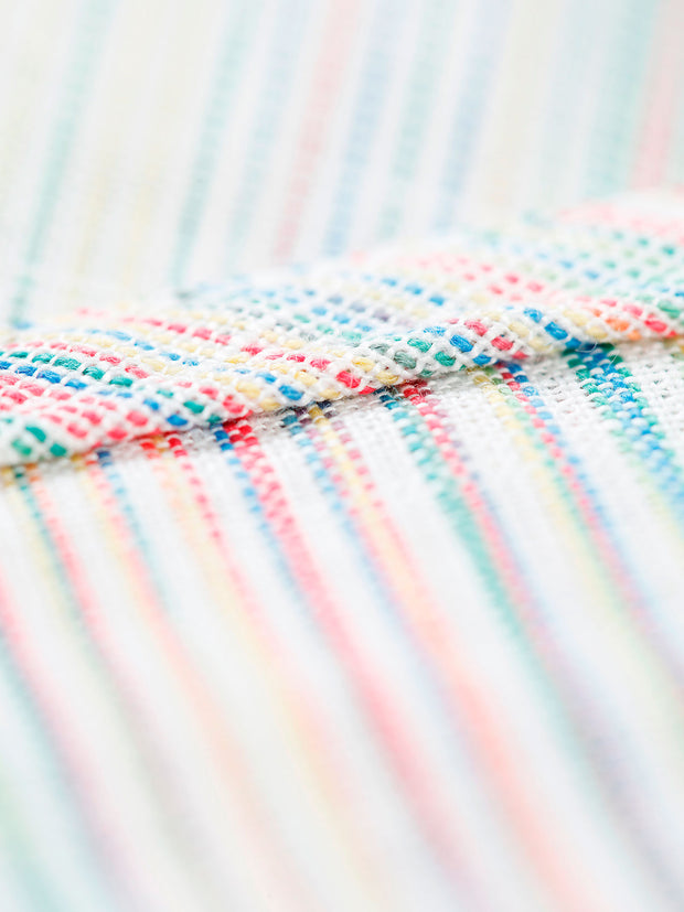 multicoloured stripes linen-and-cotton short-sleeve mao collar deauville shirt  