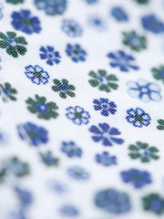 blue flower cotton short-sleeve mao-collar Deauville shirt 