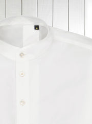 chemise à col nehru en popeline blanche de luxe