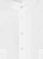 luxurious white poplin mao-collar shirt