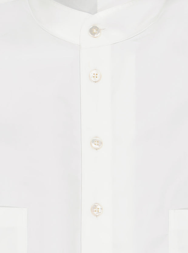 chemise à col mao en popeline blanche de luxe