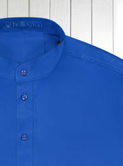 chemise col mao en tencel® bleu roi