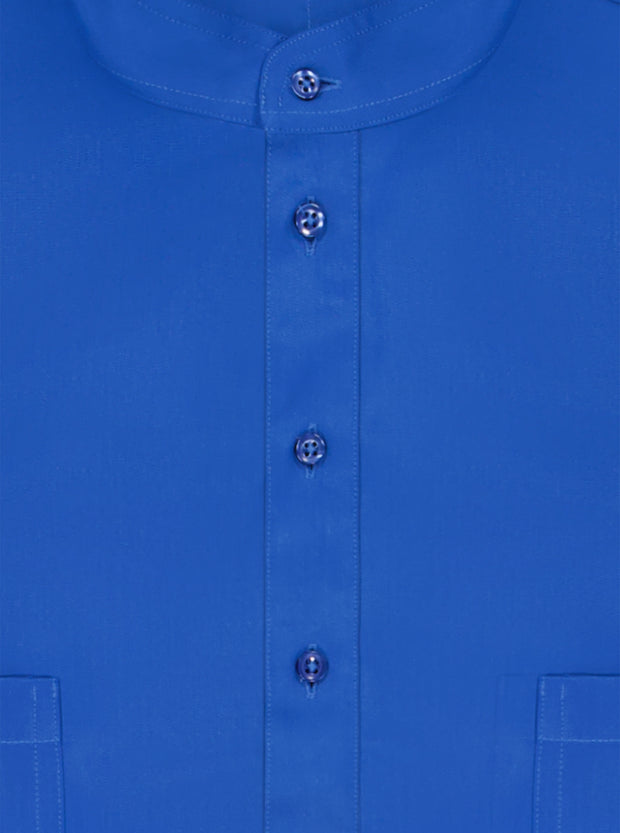 king blue Tencel® mao-collar shirt