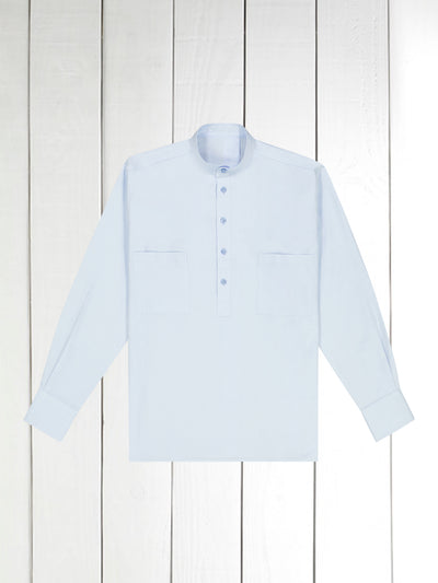 chemise col mao en coton ciel