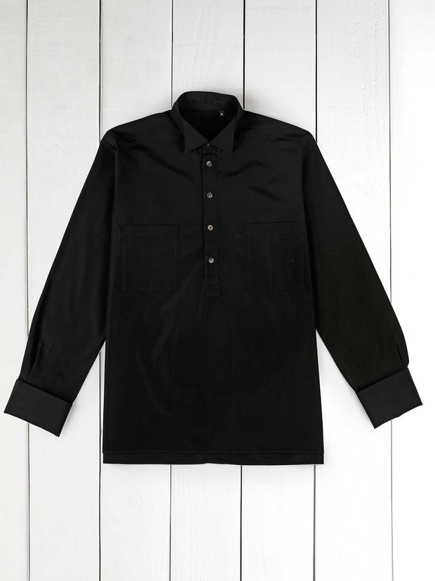 chemise quat'z'art à col cassée en popeline black de luxe