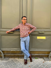 pre-sale Liberty® cotton mao-collar shirt with pink design