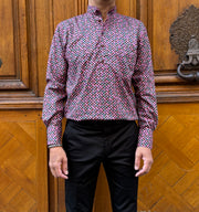 pre-sale Liberty® cotton mao-collar shirt with geometric pattern