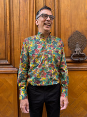 pre-sale Liberty® cotton mao-collar shirt with floral pattern