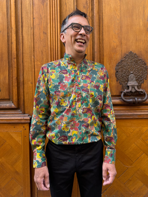 pre-sale Liberty® cotton mao-collar shirt with floral pattern