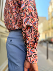 pre-sale Liberty® cotton mao-collar shirt with pink design