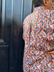 pre-sale Liberty® cotton mao-collar shirt with pink design