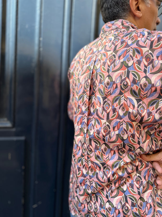 pre-sale Liberty® cotton mao-collar shirt with pink design