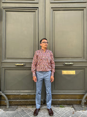 pre-sale Liberty® cotton mao-collar shirt with pink design