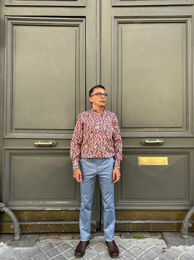 pre-sale Liberty® cotton mao-collar shirt with pink design