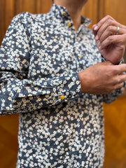 pre-sale Liberty® cotton mao-collar shirt with white floral print 