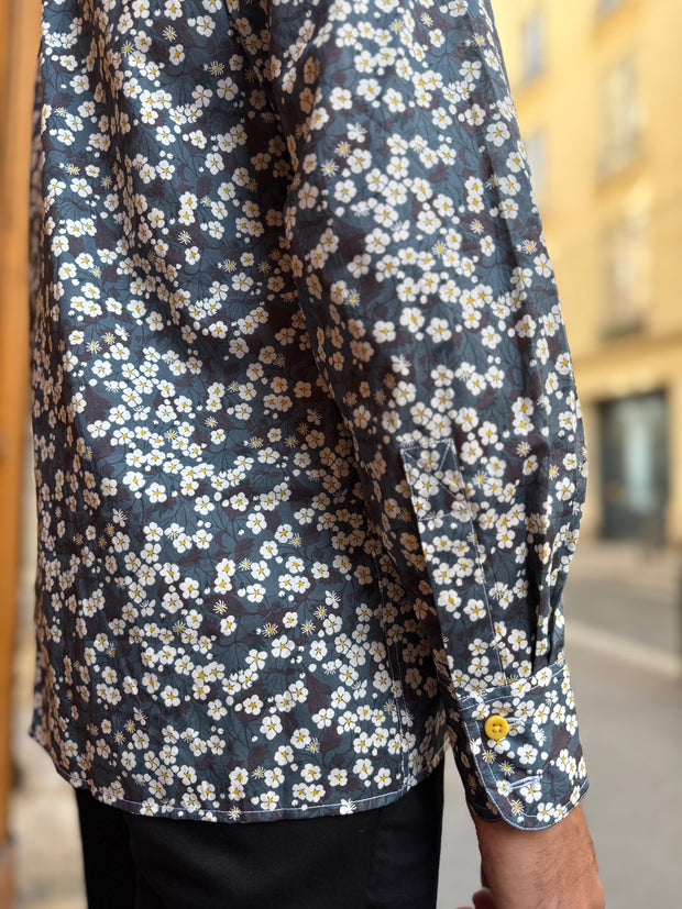 pre-sale Liberty® cotton mao-collar shirt with white floral print 