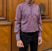 pre-sale Liberty® cotton mao-collar shirt with geometric pattern