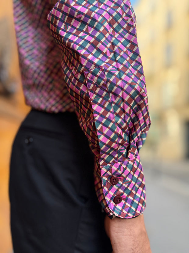 pre-sale Liberty® cotton mao-collar shirt with geometric pattern
